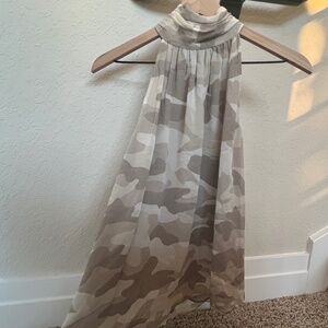 Joie Gray Camo High Neck Blouse – Sleeveless Top